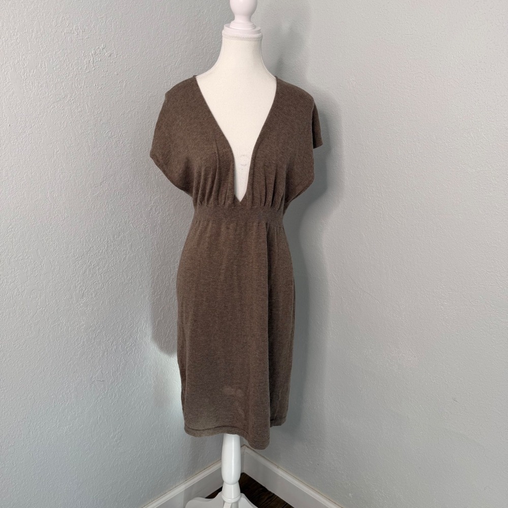 Banana‎ Republic Brown Wool Cashmere Blend Deep V-Neck Knit Dress Small